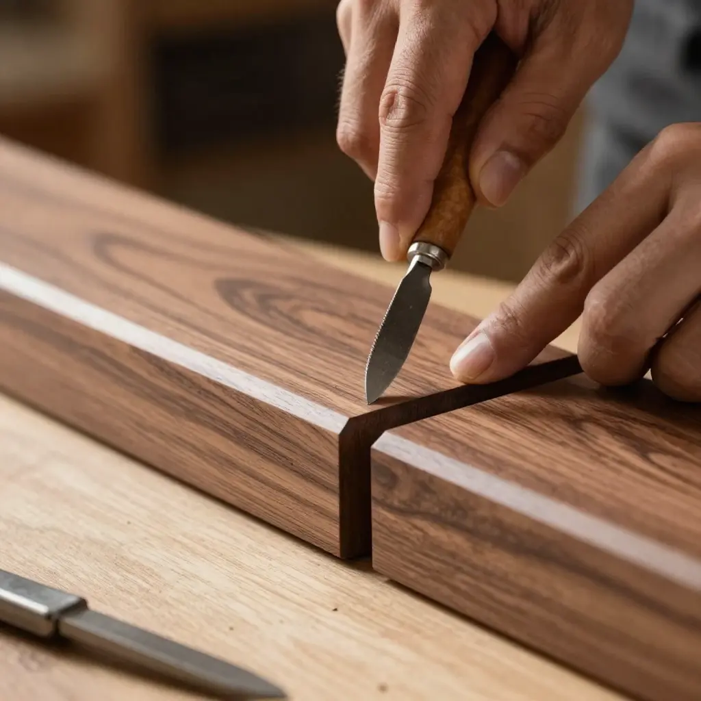 Craftsman working on custom furniture piece